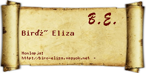 Biró Eliza névjegykártya